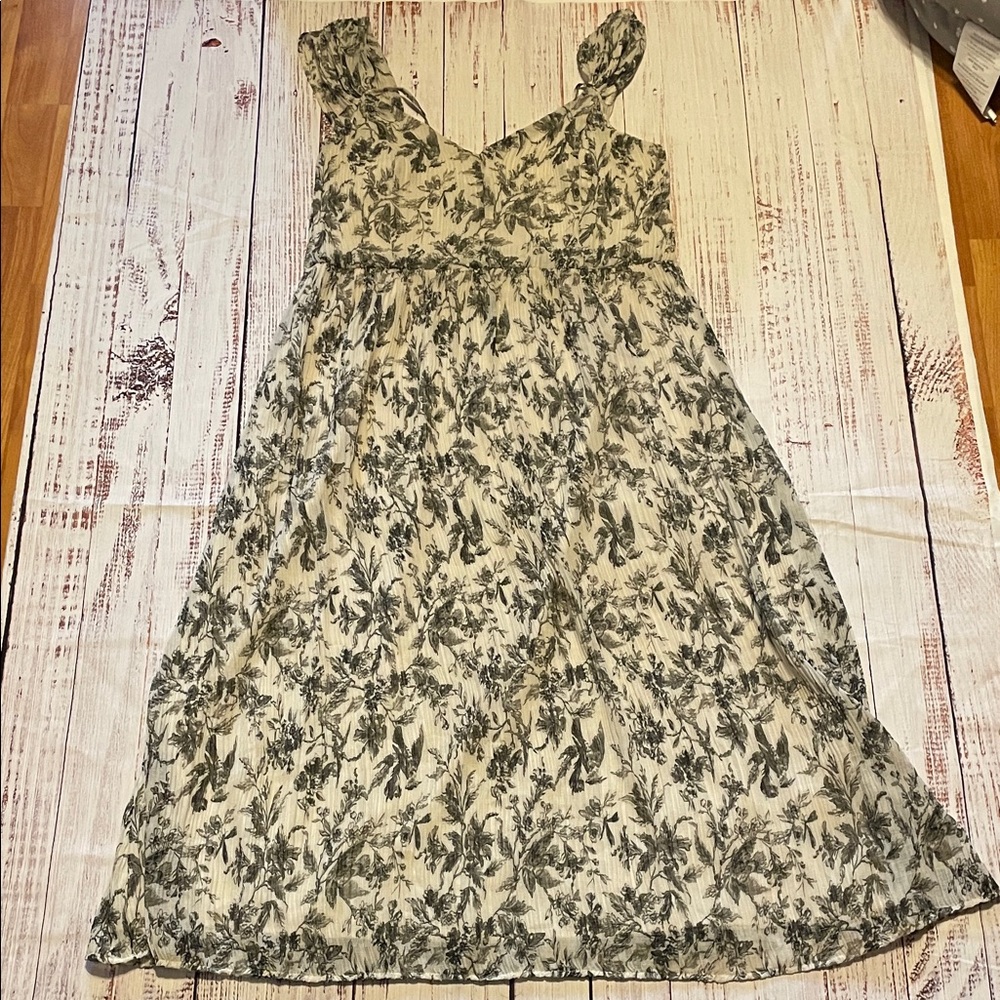 Express Cream Maxi Dress with Black Floral Print